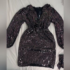 Sequin Black and Pink Dress